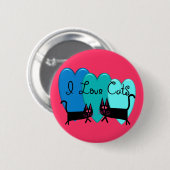 Katzen der Liebe I--Schwarze Katzen-Kunstgeschenke Button (Vorne & Hinten)