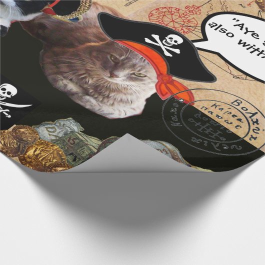 KATZEN DER PIRATE UND KARTEN DER ANTIKEN PIRATEN GESCHENKPAPIER (Ecke)