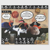 KATZEN DER PIRATE UND KARTEN DER ANTIKEN PIRATEN GESCHENKPAPIER (Flach)