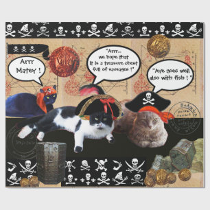 KATZEN DER PIRATE UND KARTEN DER ANTIKEN PIRATEN GESCHENKPAPIER