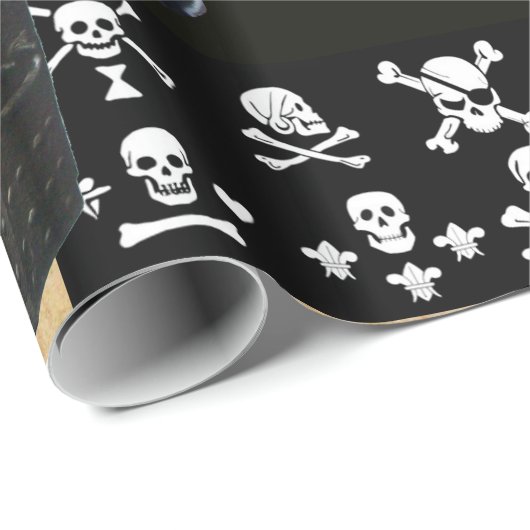 KATZEN DER PIRATE UND KARTEN DER ANTIKEN PIRATEN GESCHENKPAPIER (Rolleneckpunkt)