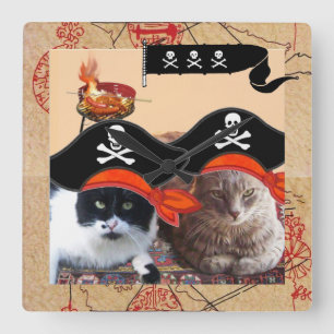 KATZEN DER PIRATEN ANTIQUE PIRATES TREASPAKETE UND QUADRATISCHE WANDUHR