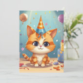Katzen design ginger Katze süß Einladung (Stehend Vorderseite)