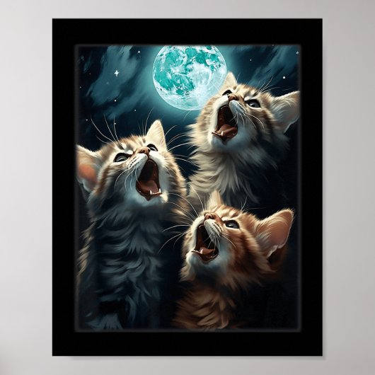 Katzen, die auf dem Mond herumhacken Funny Cat Mem Poster (Vorne)