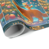 Katzen, die auf Hunde Stehend sind, um Weihnachtsb Geschenkpapier (Rolleneckpunkt)