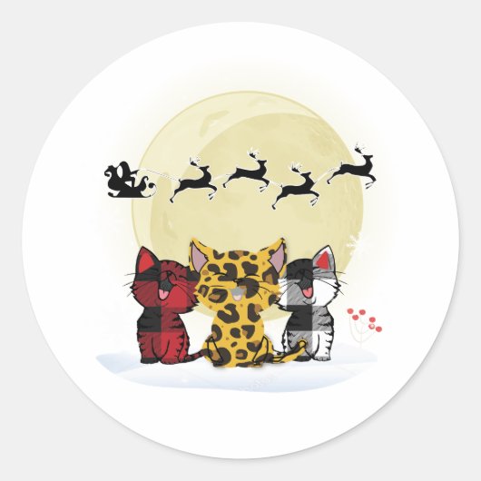 Katzen, die den Aufkleber Santa und Rentiere beoba (Vorderseite)