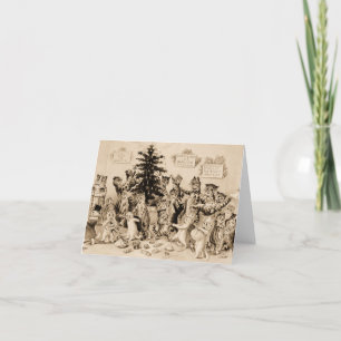 Katzen, die den Weihnachtsbaum von Louis Wain schm Dankeskarte