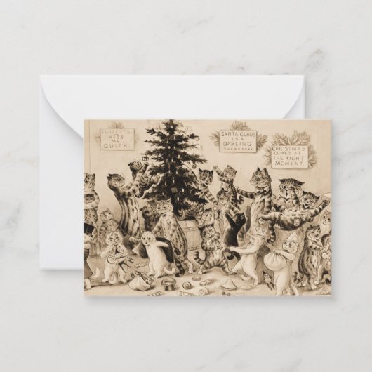 Katzen, die den Weihnachtsbaum von Louis Wain schm Mitteilungskarte (Vorderseite)