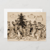 Katzen, die den Weihnachtsbaum von Louis Wain schm Postkarte (Vorne/Hinten)