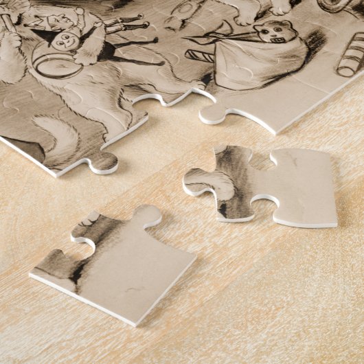 Katzen, die den Weihnachtsbaum von Louis Wain schm Puzzle (Seite)