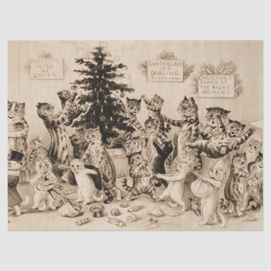 Katzen, die den Weihnachtsbaum von Louis Wain schm Seidenpapier (Vorderseite)