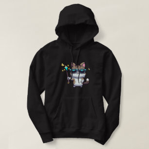 Katzen, die eine Brille tragen, die Zauberstäbe in Hoodie
