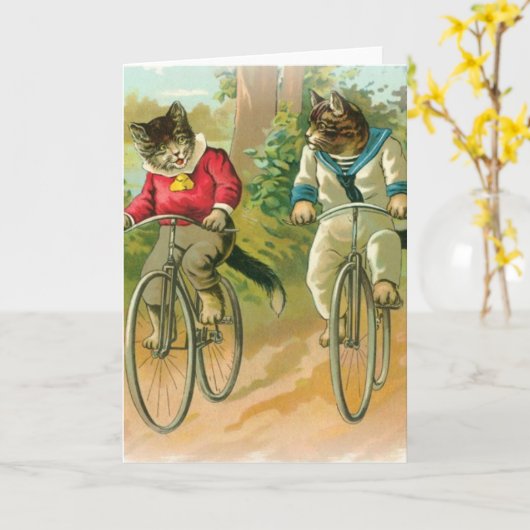 Katzen, die Fahrräder fahren Karte (Gelbe Blume)