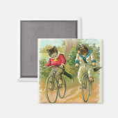 Katzen, die Fahrräder fahren Magnet (Vorderseite/Rückseite)