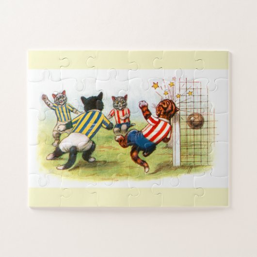 Katzen, die Fußballkunst spielen Puzzle (Horizontal)
