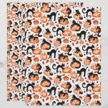 Katzen, die Halloween Pumpkins Scrapbook Paper tra