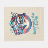 Katzen, die in den Meowtains Ski fahren Fleecedecke (Vorderseite (Horizontal))