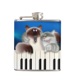 Katzen, die Klavier spielen Flachmann
