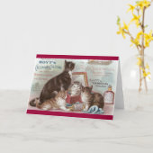 Katzen, die Kölnviktorianische Geschäftskarte Karte (Gelbe Blume)