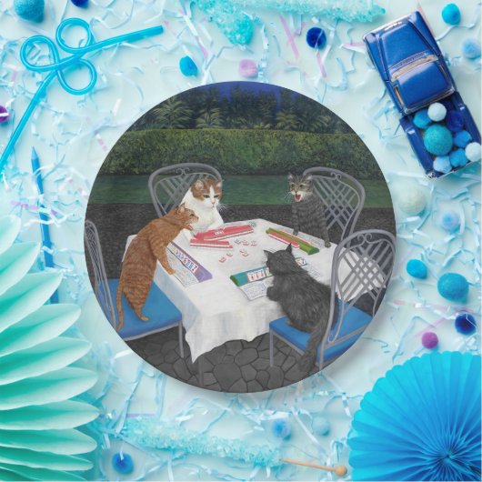 Katzen, die Mahjong-Papierplatte spielen Pappteller (Party)