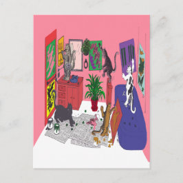 Katzen, die malen, Humorische Kunst Katzen malen Postkarte