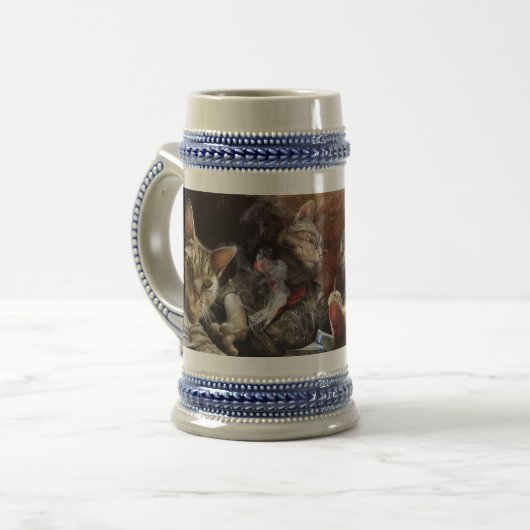 Katzen, die Poker spielen Bierglas (Vorderseite Links)