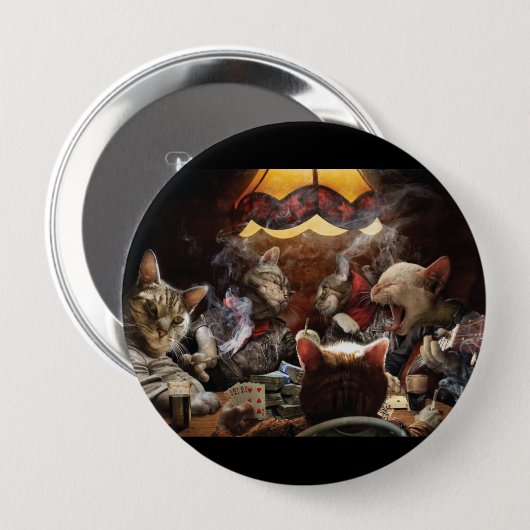 Katzen, die Poker spielen Button (Vorne & Hinten)