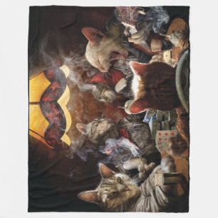 Katzen, die Poker spielen Fleecedecke