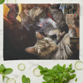 Katzen, die Poker spielen Geschirrtuch (Gefaltet)