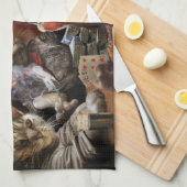 Katzen, die Poker spielen Geschirrtuch (Viertel Falte)