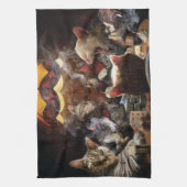 Katzen, die Poker spielen Geschirrtuch (Vertikal)