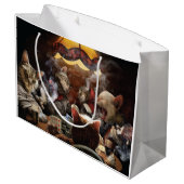 Katzen, die Poker spielen Große Geschenktüte (Rückseite Schrägansicht)