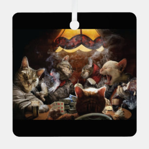 Katzen, die Poker spielen Ornament Aus Metall