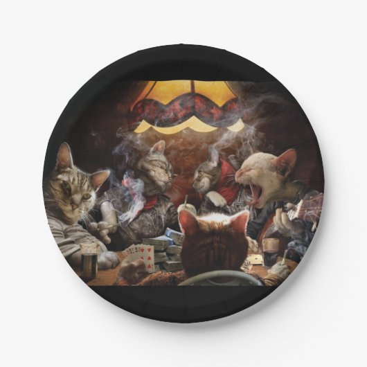 Katzen, die Poker spielen Pappteller (Vorderseite)