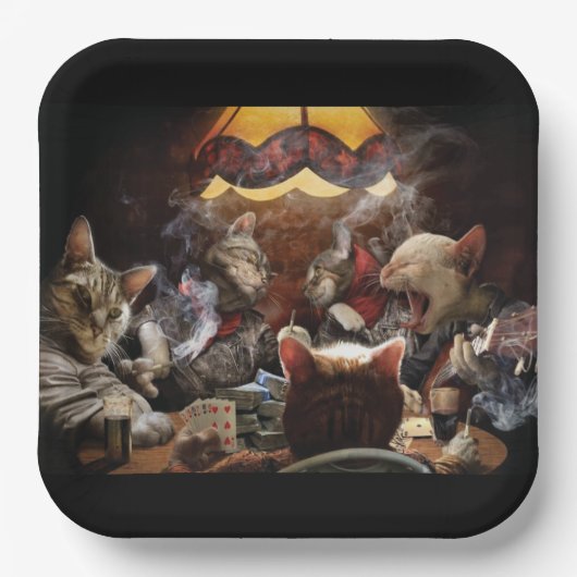 Katzen, die Poker spielen Pappteller (Vorderseite)