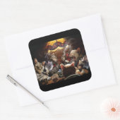 Katzen, die Poker spielen Quadratischer Aufkleber (Umschlag)