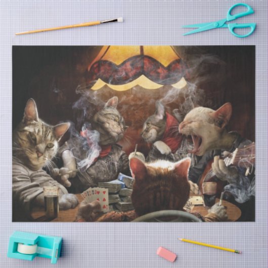 Katzen, die Poker spielen Seidenpapier (Basteln)