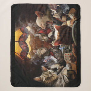 Katzen, die Poker spielen Sherpadecke