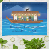 Katzen, die sich in Feuerwerken erfreuen, an Bord  Geschirrtuch (Gefaltet)