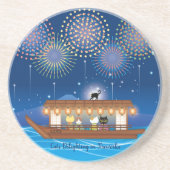 Katzen, die sich in Feuerwerken erfreuen, an Bord Getränkeuntersetzer (Vorne)