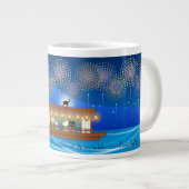 Katzen, die sich in Feuerwerken erfreuen, an Bord  Jumbo-Tasse (Vorderseite Rechts)