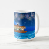 Katzen, die sich in Feuerwerken erfreuen, an Bord  Kaffeetasse (VorderseiteRechts)