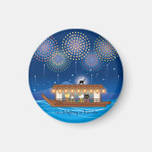 Katzen, die sich in Feuerwerken erfreuen, an Bord Magnet (Vorne)