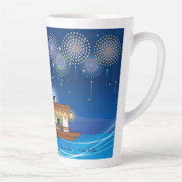 Katzen, die sich in Feuerwerken erfreuen, an Bord  Milchtasse