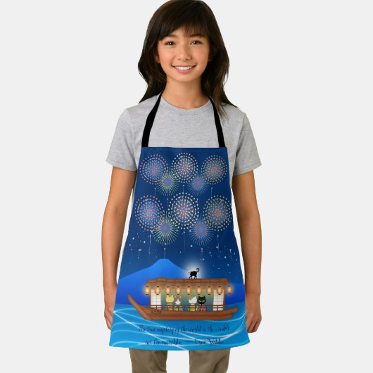 Katzen, die sich in Feuerwerken erfreuen, an Bord Schürze (Insitu)