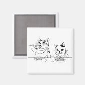 Katzen, die Spaghetti Niedlich absurd Albern essen Magnet (Vorderseite/Rückseite)