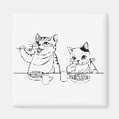 Katzen, die Spaghetti Niedlich absurd Albern essen Magnet (Vorne)