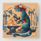 Katzen, die Waffen in einem mittelalterlichen Anbe Quadratische Wanduhr (Vorderseite)