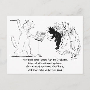 Katzen dirigieren Chor Vintage Louis Wain Postkarte