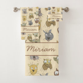 Katzen Doodle Badhandtuch Set